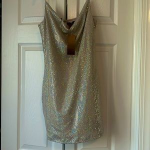 Silver mini dress. Medium